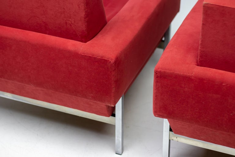 Red Saporiti Kiushu Armchairs Distinctive Italian Mid Century Modern Design - Image 4