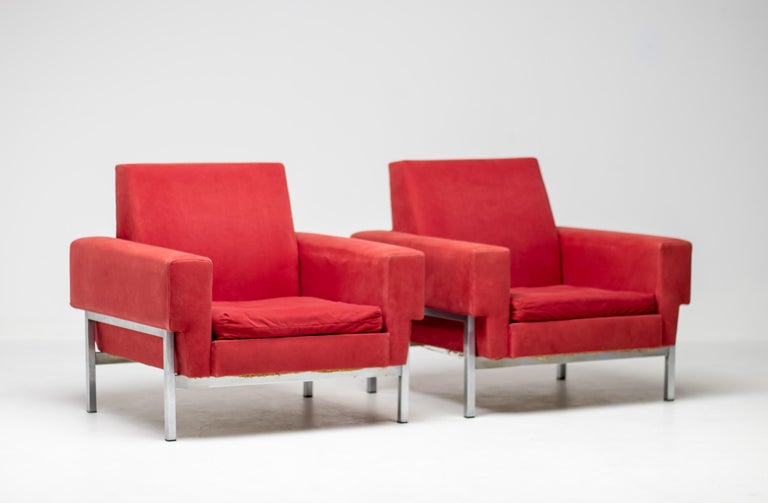 Red Saporiti Kiushu Armchairs Distinctive Italian Mid Century Modern Design - Image 10