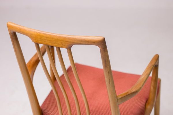 Matching set of Six Sculpted Walnut Dining Chairs, Italy, 1955 - Image 7