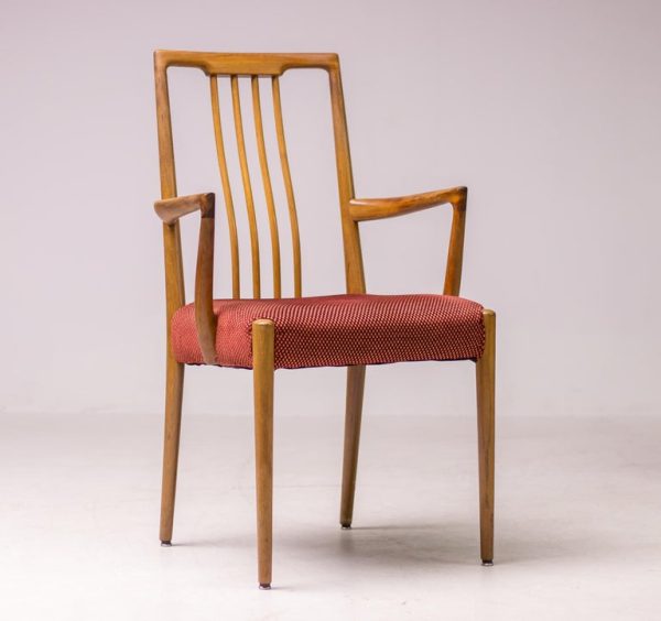 Matching set of Six Sculpted Walnut Dining Chairs, Italy, 1955 - Image 8