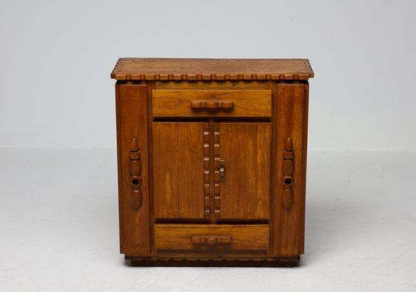 Primitive Dutch Hand-Carved Oak Cabinet, Early 20th Century - Image 3