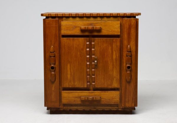 Primitive Dutch Hand-Carved Oak Cabinet, Early 20th Century - Image 13