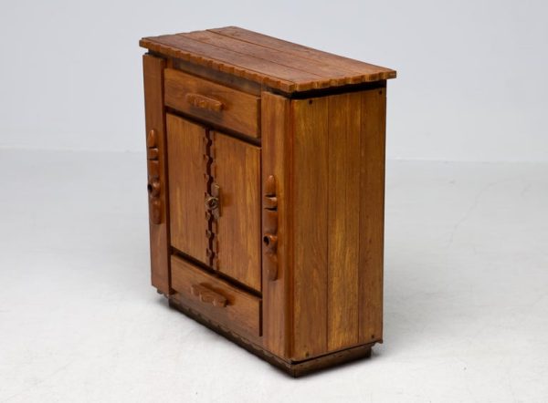 Primitive Dutch Hand-Carved Oak Cabinet, Early 20th Century - Image 8