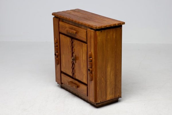 Primitive Dutch Hand-Carved Oak Cabinet, Early 20th Century - Image 2