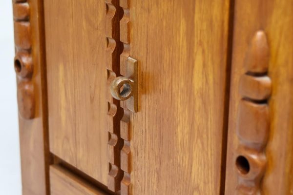 Primitive Dutch Hand-Carved Oak Cabinet, Early 20th Century - Image 9