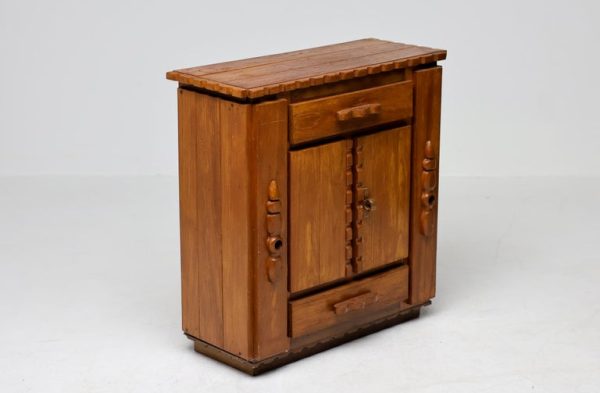 Primitive Dutch Hand-Carved Oak Cabinet, Early 20th Century - Image 11