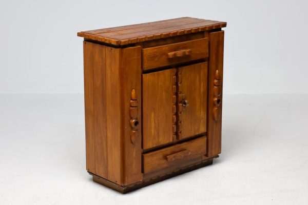 Primitive Dutch Hand-Carved Oak Cabinet, Early 20th Century - Image 5