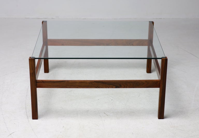 Mid-Century Rosewood and Glass Coffee Table, Denmark, 1950s - Image 2