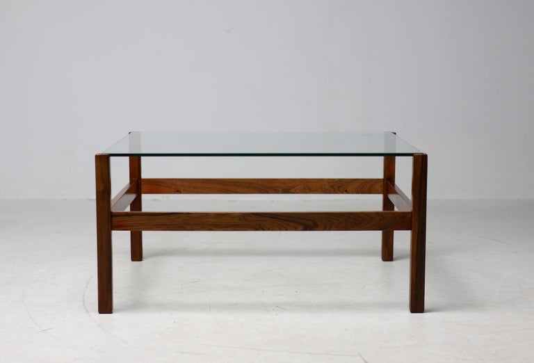 Mid-Century Rosewood and Glass Coffee Table, Denmark, 1950s - Image 3