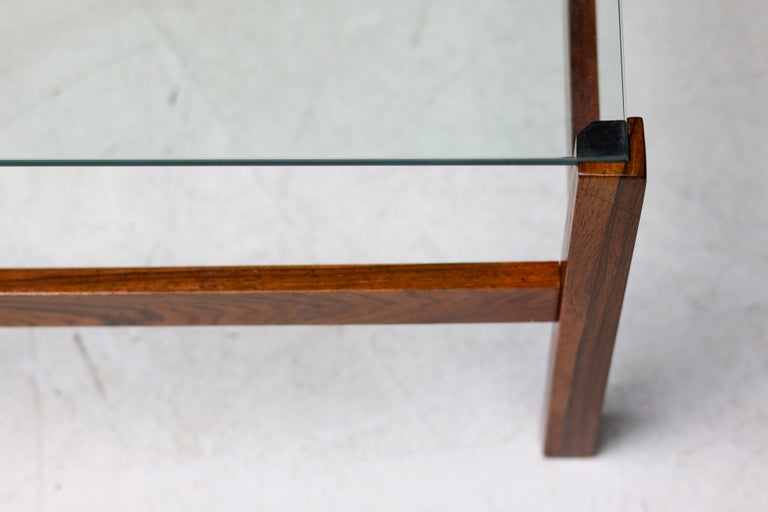 Mid-Century Rosewood and Glass Coffee Table, Denmark, 1950s - Image 5