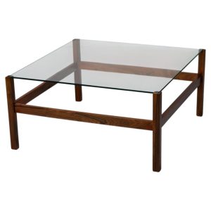 Mid-Century Rosewood and Glass Coffee Table, Denmark, 1950s