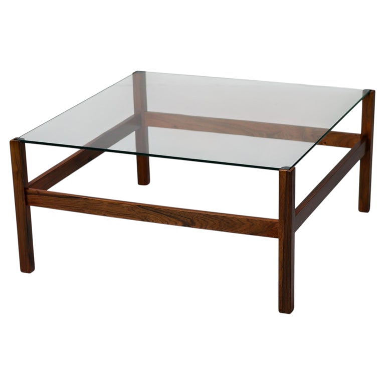 Mid-Century Rosewood and Glass Coffee Table, Denmark, 1950s