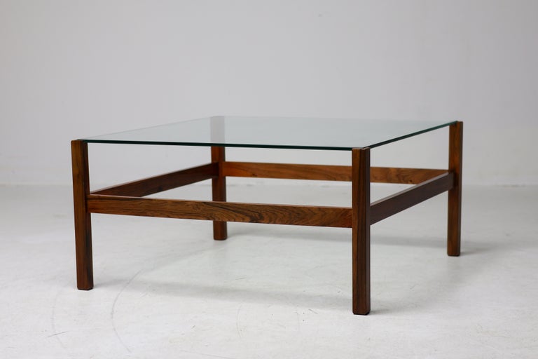 Mid-Century Rosewood and Glass Coffee Table, Denmark, 1950s - Image 6