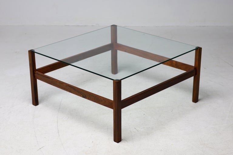 Mid-Century Rosewood and Glass Coffee Table, Denmark, 1950s - Image 4