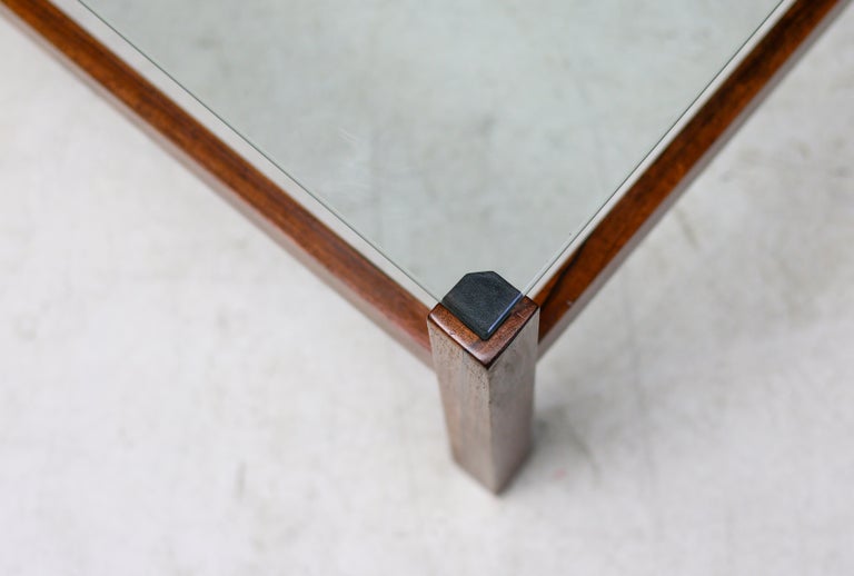 Mid-Century Rosewood and Glass Coffee Table, Denmark, 1950s - Image 8