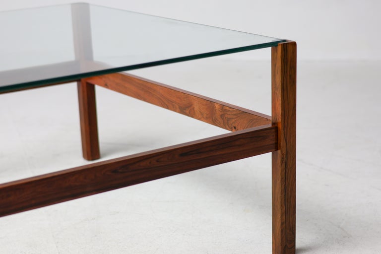 Mid-Century Rosewood and Glass Coffee Table, Denmark, 1950s - Image 9