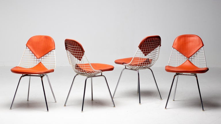 Set of 4 Eames Wire Chairs for Herman Miller with Original Girard Bikini Seats - Image 10