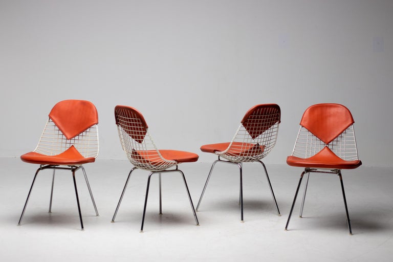 Set of 4 Eames Wire Chairs for Herman Miller with Original Girard Bikini Seats - Image 3