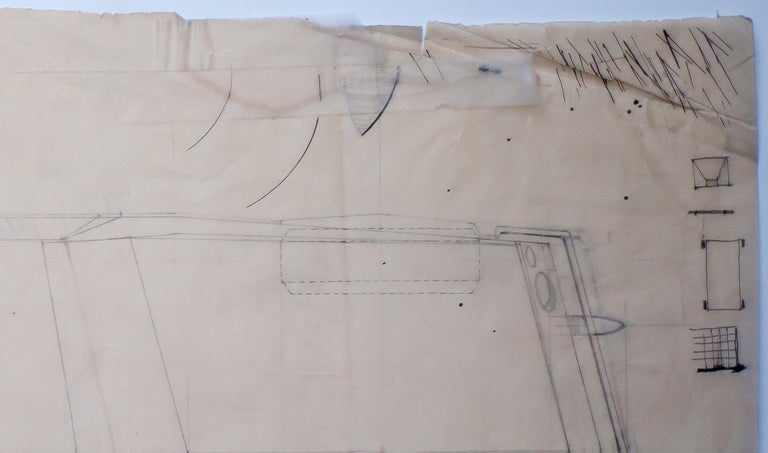 Large Original Drawing by Gio Ponti, 1952, Created for Touring Carrozzeria Milan - Image 2