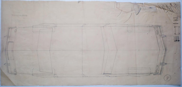 Large Original Drawing by Gio Ponti, 1952, Created for Touring Carrozzeria Milan - Image 6