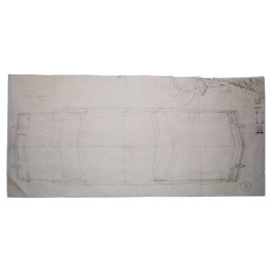 Large Original Drawing by Gio Ponti, 1952, Created for Touring Carrozzeria Milan