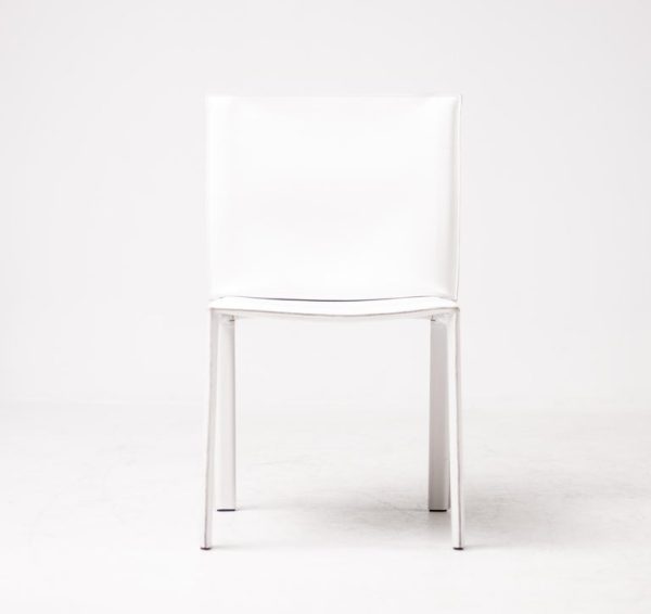 Set of Eight White Grazzi & Bianchi Pasqualina Leather Chairs, Pellizoni, Italy - Image 2