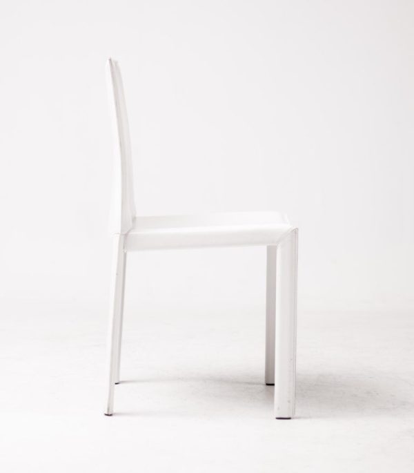 Set of Eight White Grazzi & Bianchi Pasqualina Leather Chairs, Pellizoni, Italy - Image 3