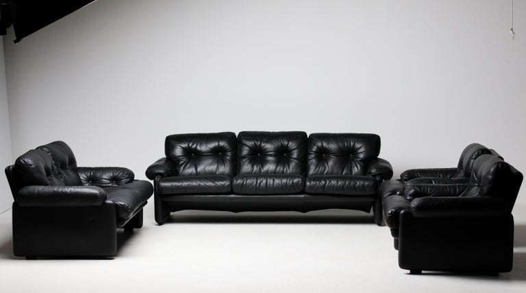 Coronado Living Room Set in Black Leather by Tobia Scarpa for B&B Italia, 1976 - Image 2