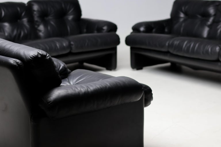 Coronado Living Room Set in Black Leather by Tobia Scarpa for B&B Italia, 1976 - Image 7