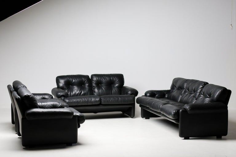 Coronado Living Room Set in Black Leather by Tobia Scarpa for B&B Italia, 1976 - Image 9