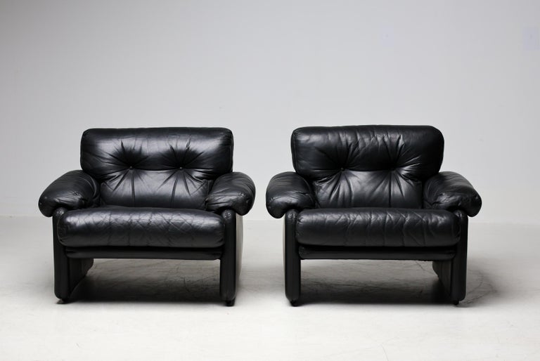 Coronado Living Room Set in Black Leather by Tobia Scarpa for B&B Italia, 1976 - Image 8