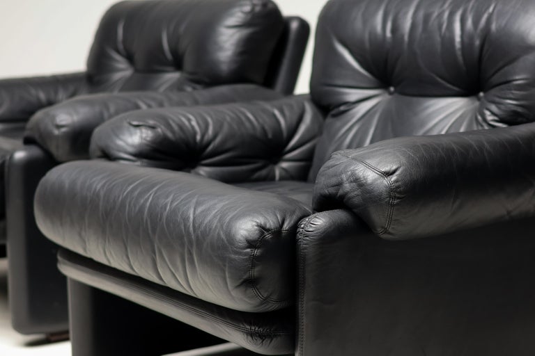 Coronado Living Room Set in Black Leather by Tobia Scarpa for B&B Italia, 1976 - Image 12