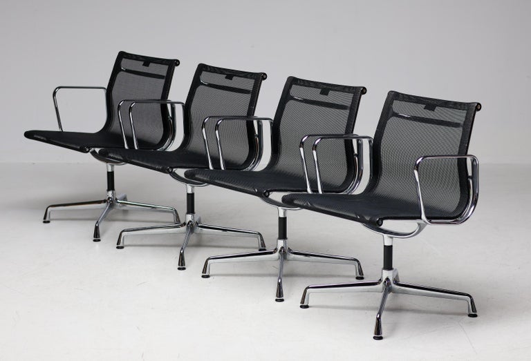 Set of Four Iconic EA108 Eames "Aluminium Group" Swivel Chairs by Vitra in Black - Image 11