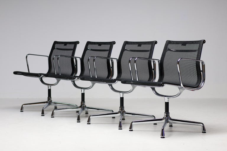 Set of Four Iconic EA108 Eames "Aluminium Group" Swivel Chairs by Vitra in Black - Image 4