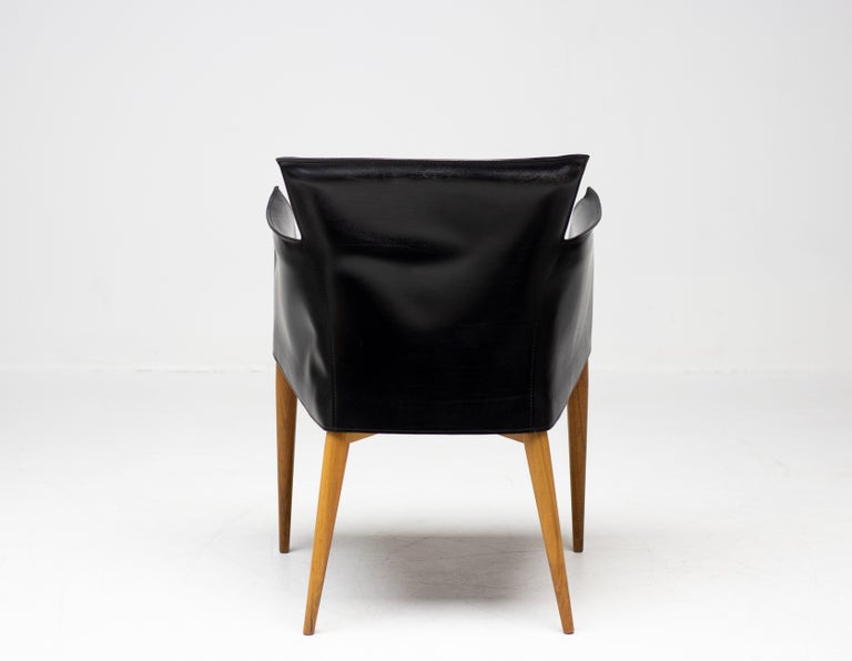 Set of Four Vela Black Leather Armchairs by Carlo Bartoli, Italy, 1990s - Image 3