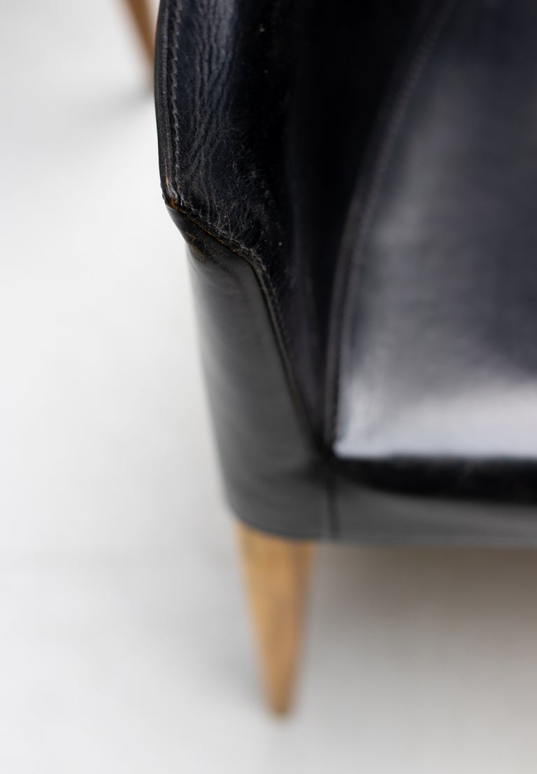 Set of Four Vela Black Leather Armchairs by Carlo Bartoli, Italy, 1990s - Image 10
