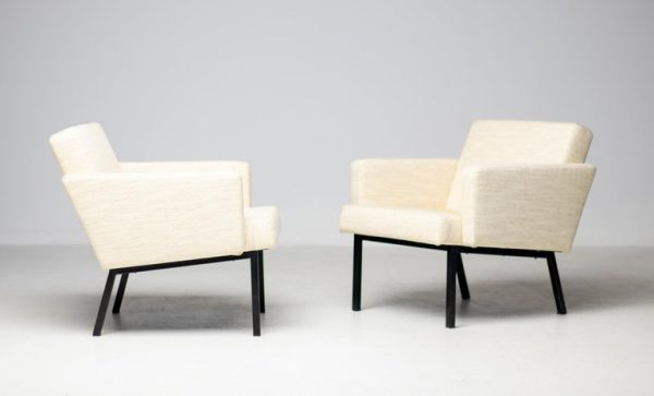 Mid Century Modern Pair of Cream Wool Martin Visser SZ48 Lounge Chairs - Image 11