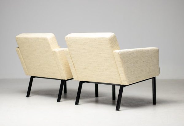 Mid Century Modern Pair of Cream Wool Martin Visser SZ48 Lounge Chairs - Image 9