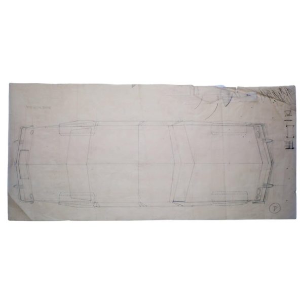 Large Original Drawing by Gio Ponti, 1952, Created for Touring Carrozzeria Milan