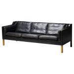 Black Leather Børge Mogensen 3-Seater Sofa Model 2213, Fredericia, Denmark 1968