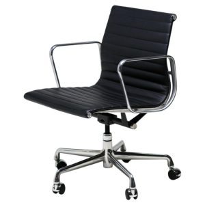 Charles & Ray Eames Black Leather Executive Desk Chair by Herman Miller