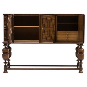 Spectacular Axel Einar Hjorth Cabinet – Dark Stained Oak with Light Oak Interior
