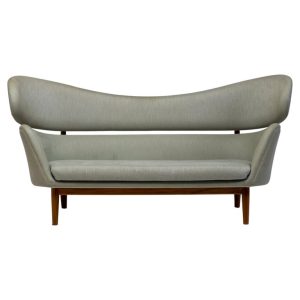Early Baker Sofa by One Collection, Denmark — Teak Frame & Original Fabric