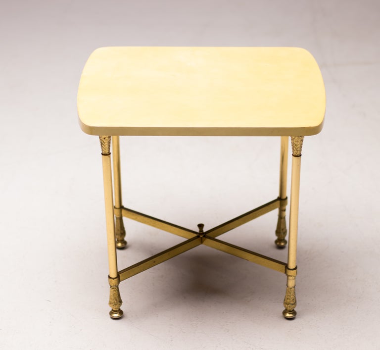 Aldo Tura Lacquered Goatskin and Brass Side Table, Italy, 1950s - Image 2