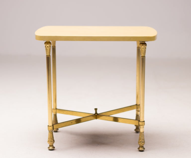 Aldo Tura Lacquered Goatskin and Brass Side Table, Italy, 1950s - Image 3