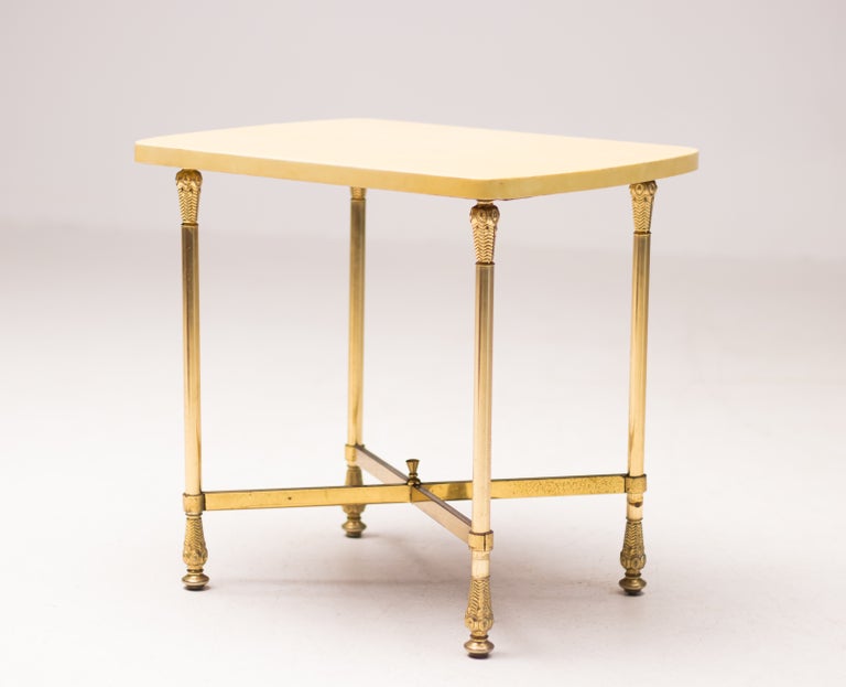 Aldo Tura Lacquered Goatskin and Brass Side Table, Italy, 1950s - Image 8