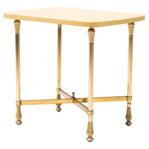 Aldo Tura Lacquered Goatskin and Brass Side Table, Italy, 1950s