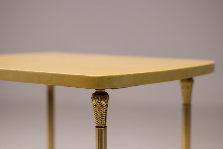 Aldo Tura Lacquered Goatskin and Brass Side Table, Italy, 1950s - Image 5