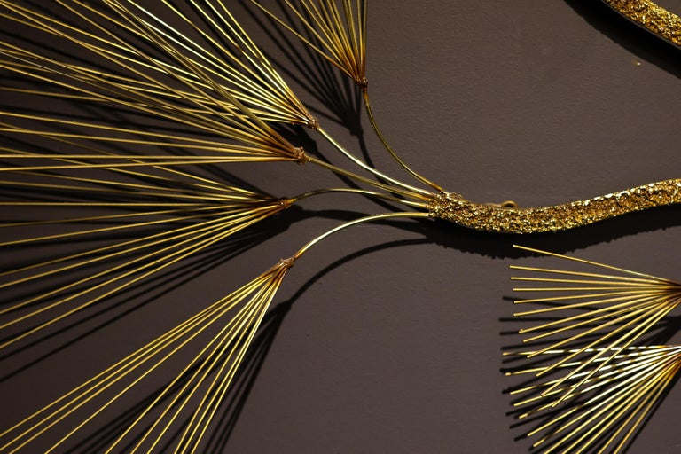 Large Mid-Century Modern Curtis Jeré Brutalist Brass Tree Needle Wall Sculpture - Image 3