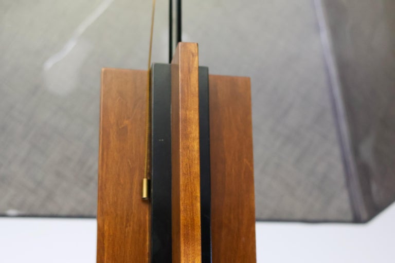 Amsterdam School Floor Lamp in Partially Ebonized Cherry with Linen Black Shade - Image 7